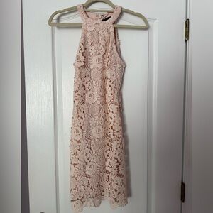 Lulus Lace Halter Mini  - Blush Pink